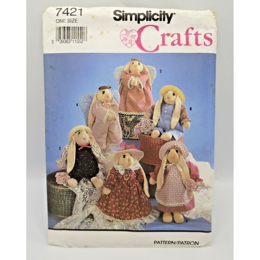 Simplicity Craft Sewing Pattern #7421 Bunny w/ Clothes 1991 uncut